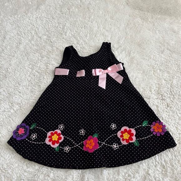 Blueberi Boulevard Other - Blueberi Boulevard Sleeveless Corduroy Dress Floral SZ 12M Grandma Fun Soft Girl